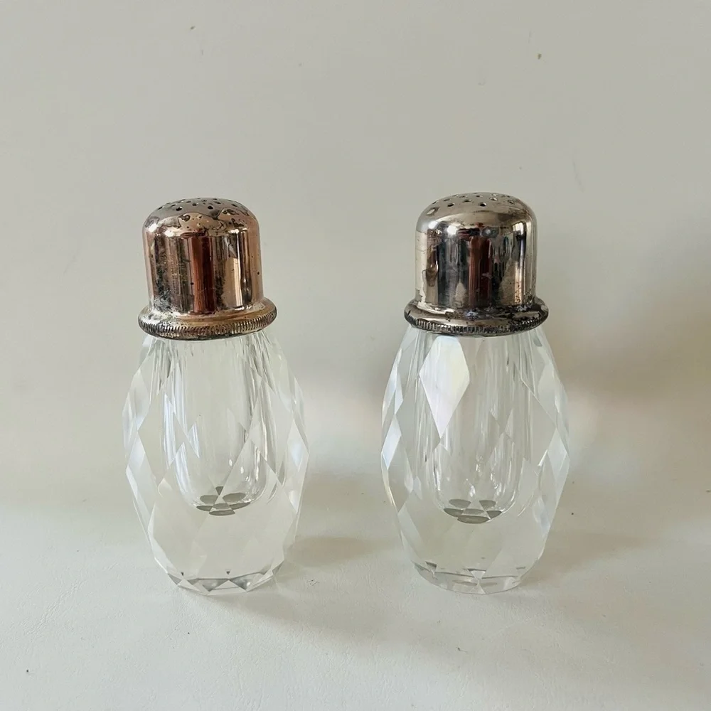 Vintage Hand Patient Milk Glass Pink Floral Glass Salt and Pepper Shakers Set